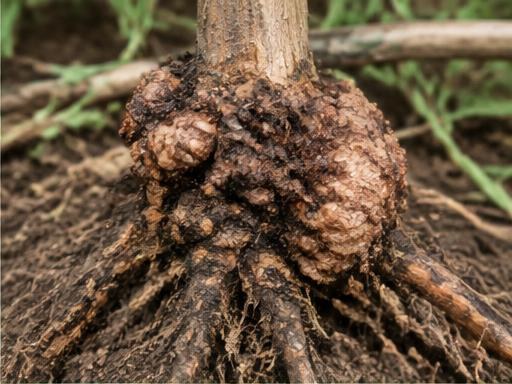 Fotografía real de Agalla de la corona (Agrobacterium)