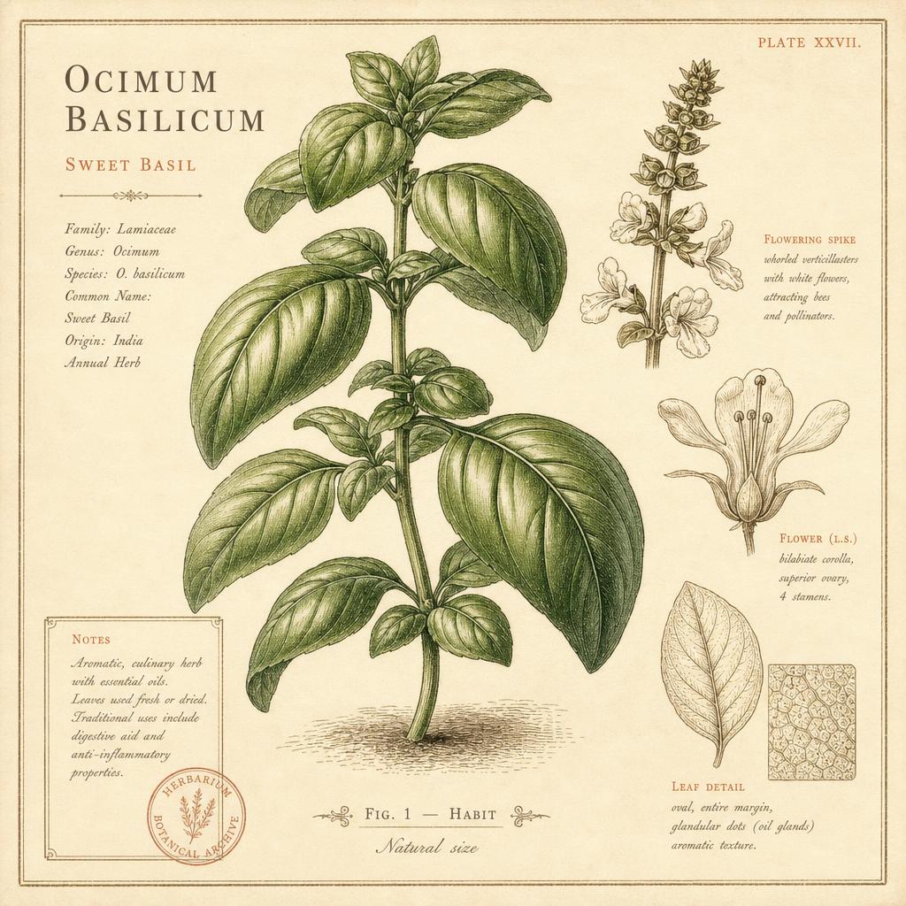 Ilustración botánica de Albahaca