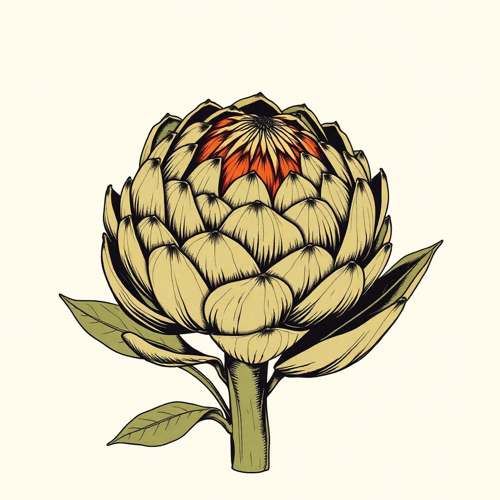 Ilustración botánica de Alcachofa