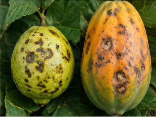 Fotografía real de Antracnosis del guayabo y papayo
