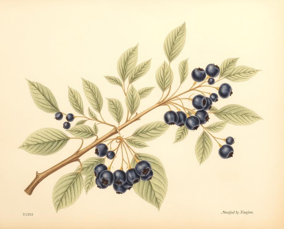 Ilustración botánica de Arándano
