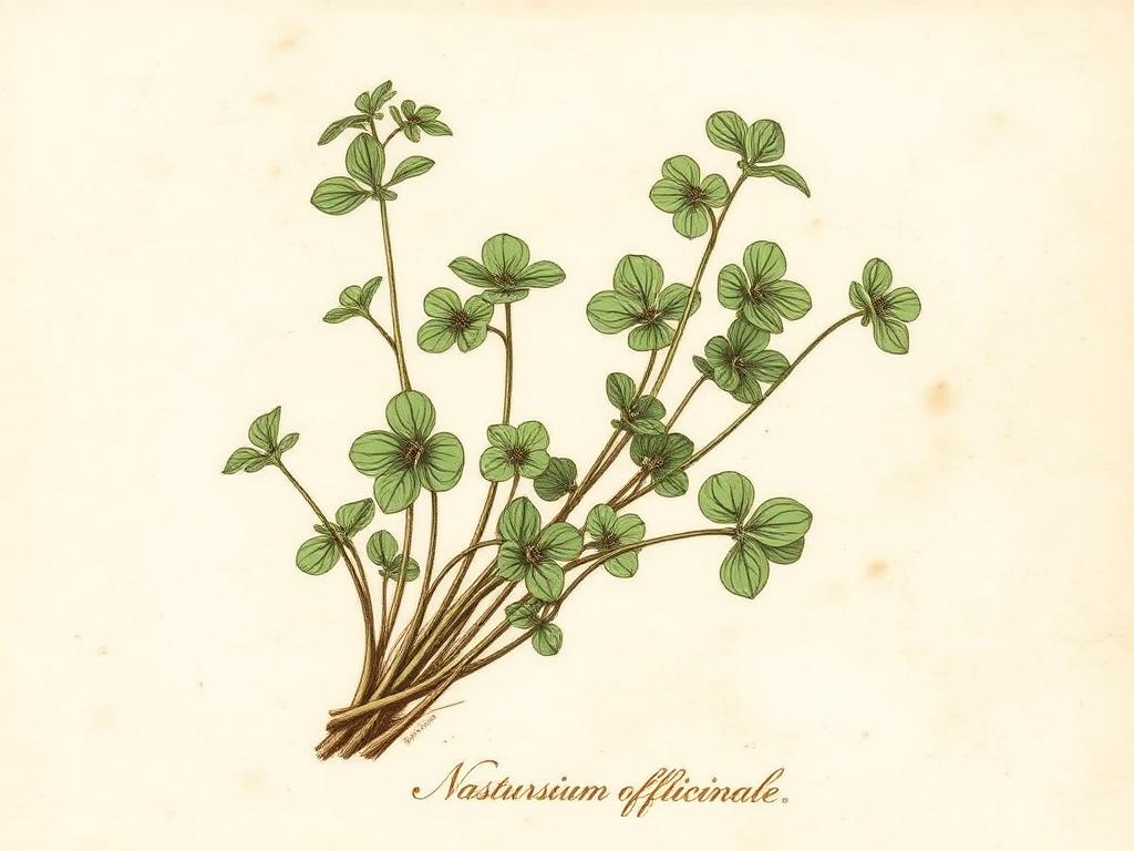 Ilustración botánica de Berro