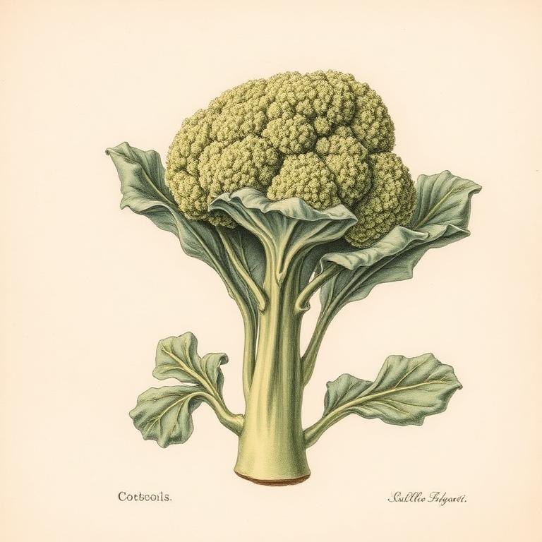 Ilustración botánica de Brócoli