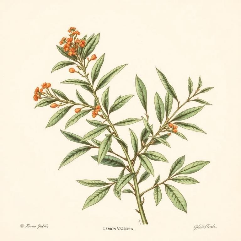 Ilustración botánica de Cedrón (Hierba luisa)