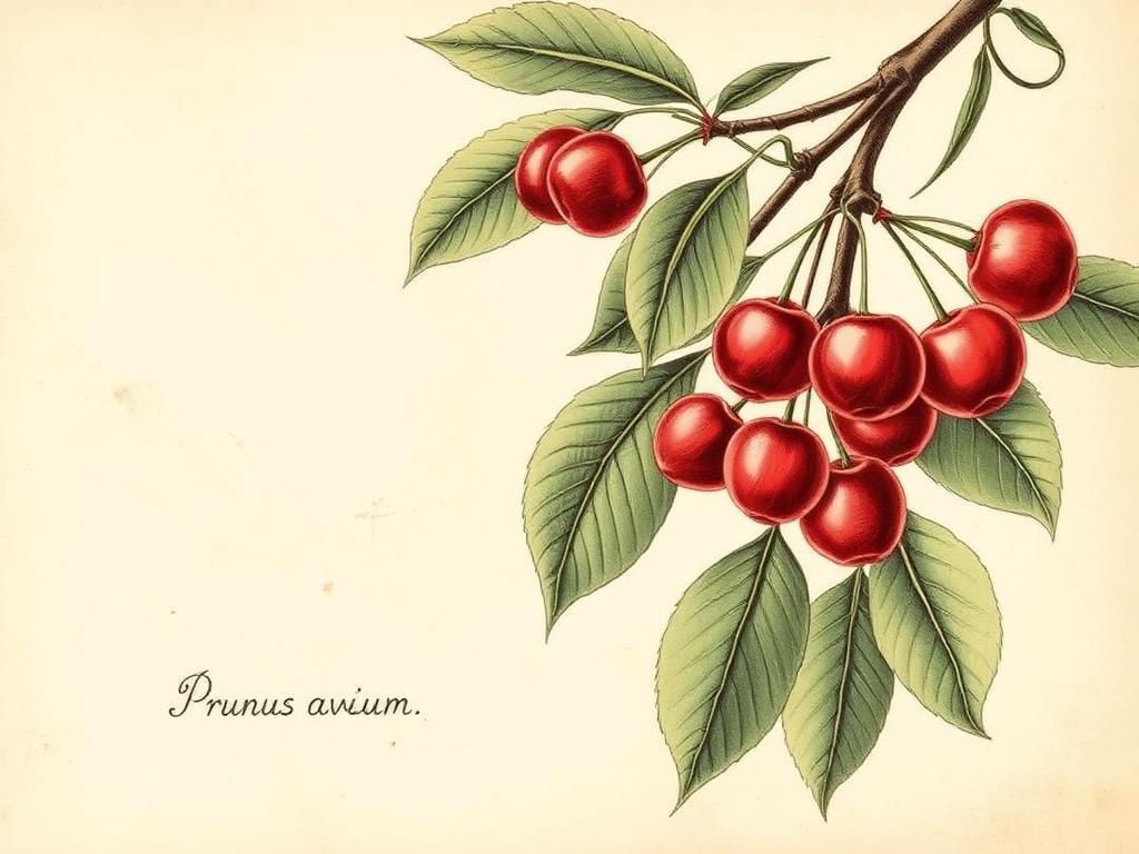 Ilustración botánica de Cerezo enano