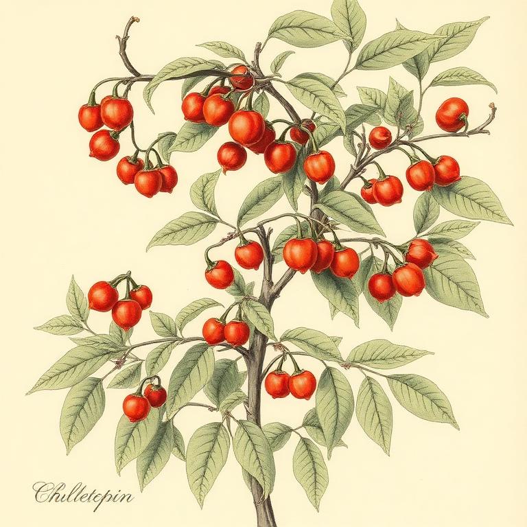 Ilustración botánica de Chiltepín