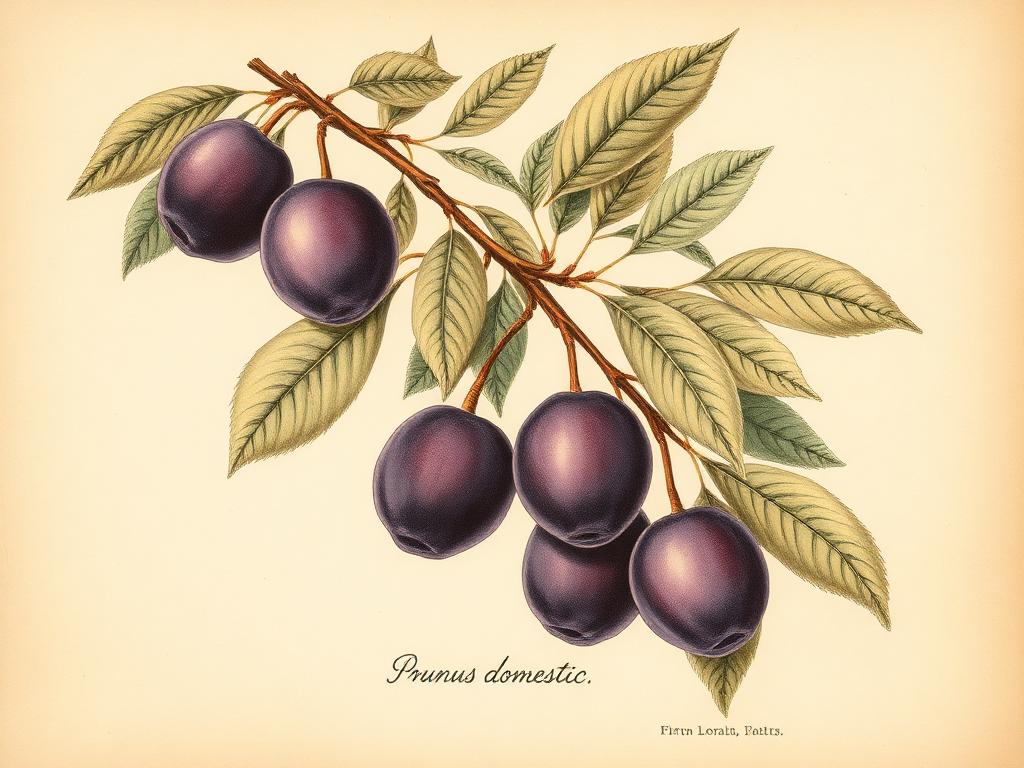 Ilustración botánica de Ciruelo enano
