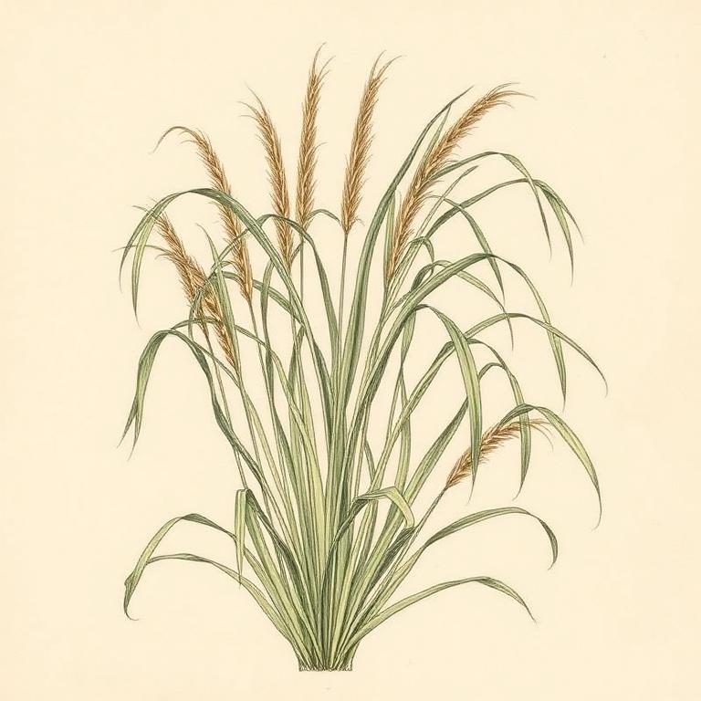 Ilustración botánica de Citronela (Té limón)