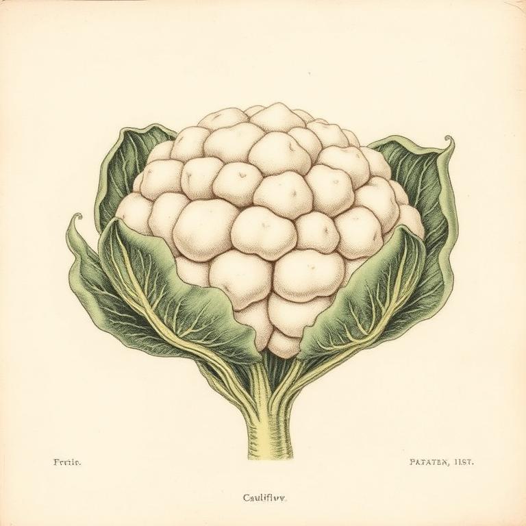Ilustración botánica de Coliflor