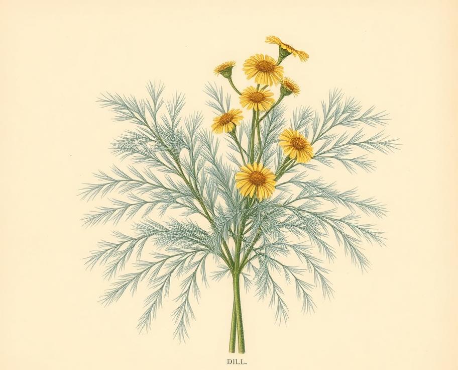 Ilustración botánica de Eneldo
