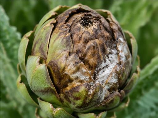 Fotografía real de Esclerotinia (pudrición del cogollo)
