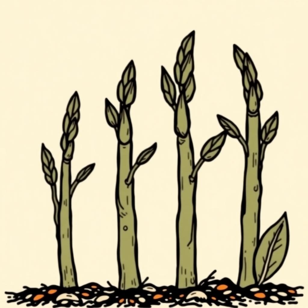 Ilustración botánica de Espárrago