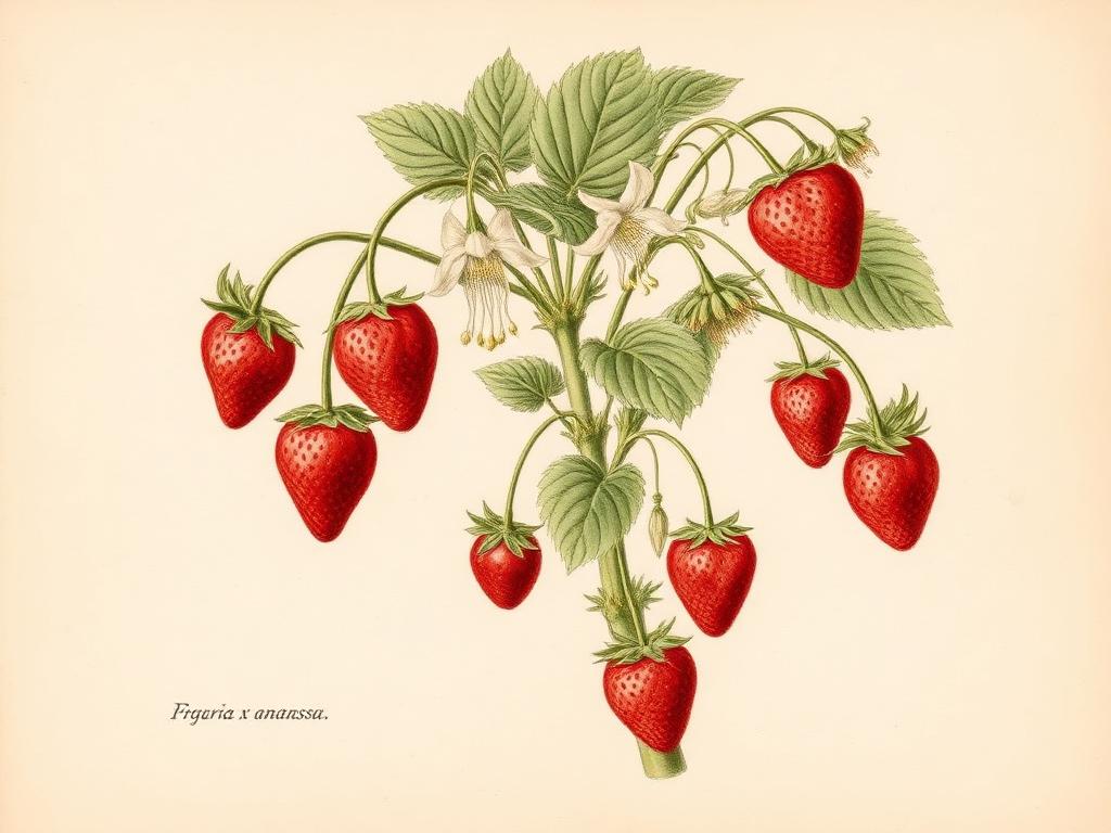 Ilustración botánica de Fresa