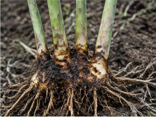 Fotografía real de Fusarium del espárrago