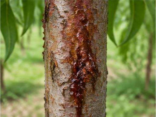 Fotografía real de Gomosis de frutales de hueso