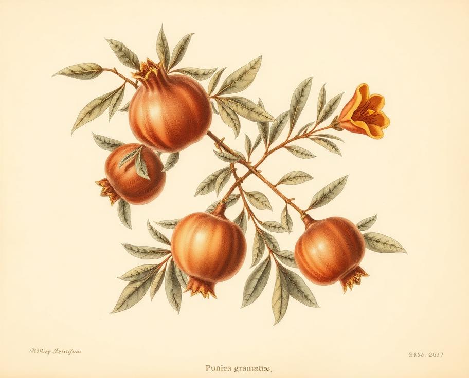 Ilustración botánica de Granado enano