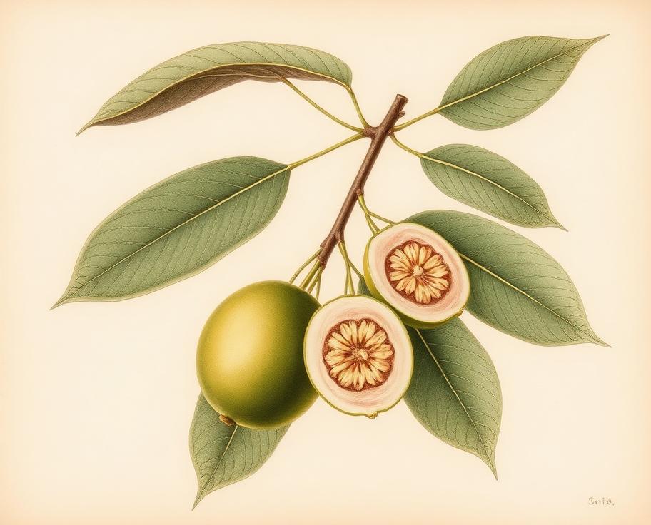 Ilustración botánica de Guayabo