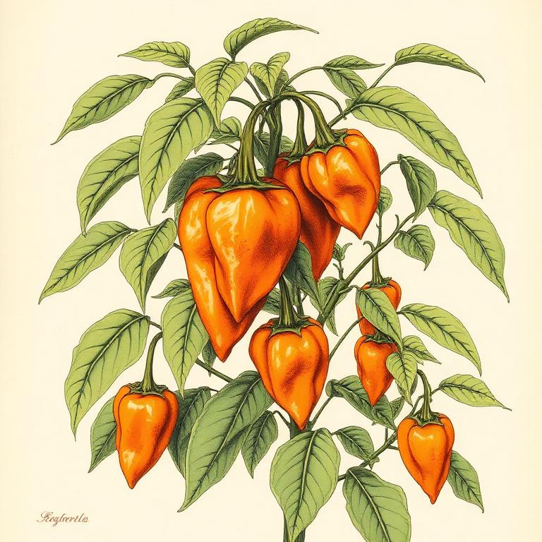 Ilustración botánica de Habanero