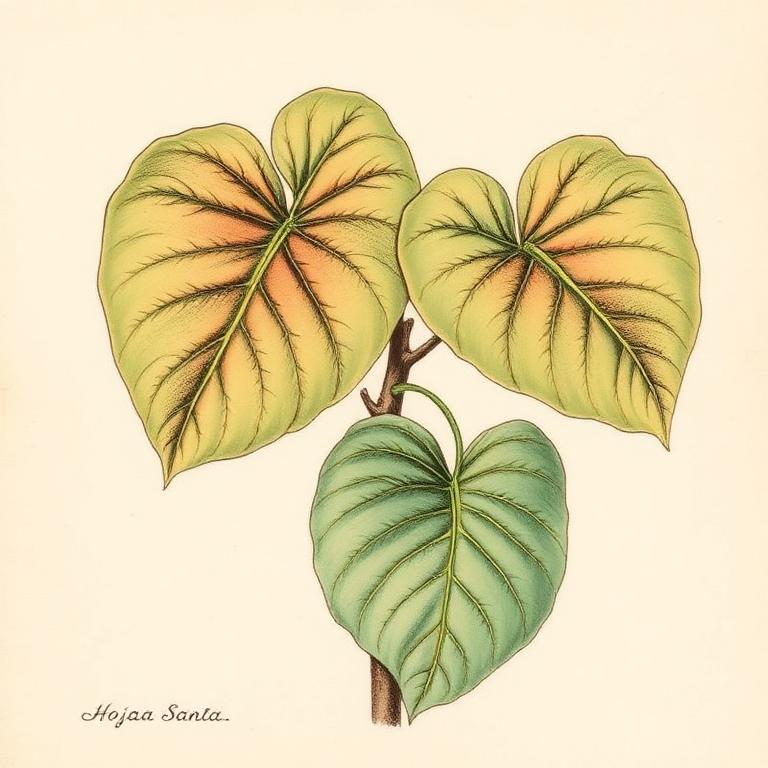 Ilustración botánica de Hoja santa