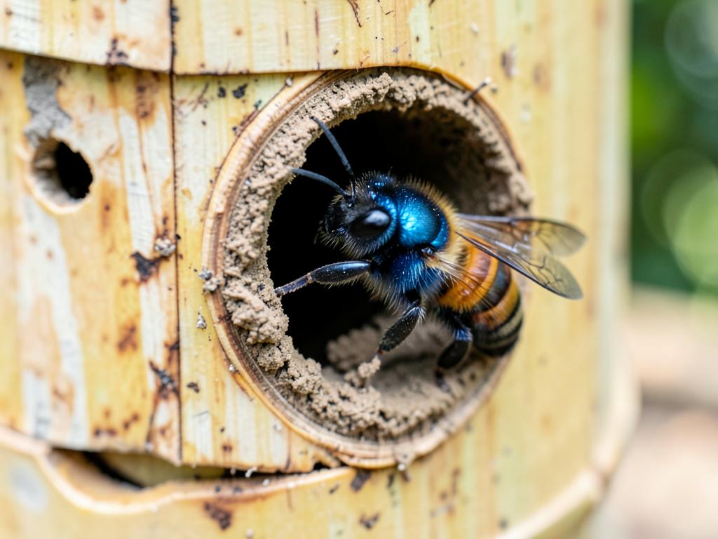 Abeja albañil (Osmia spp.), insecto benéfico