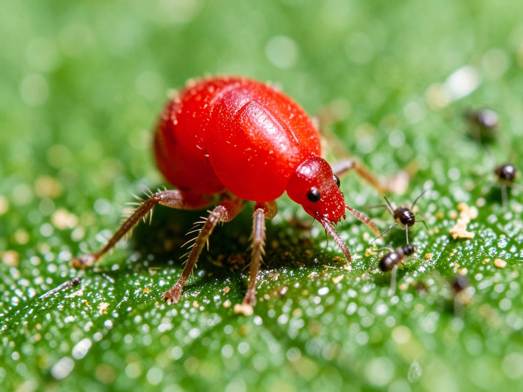 Ácaro depredador (Phytoseiulus persimilis), insecto benéfico