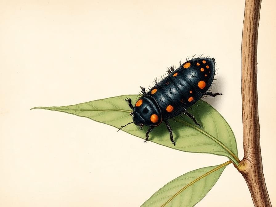 Ilustración de Larva de mariquita para identificarlo en el huerto