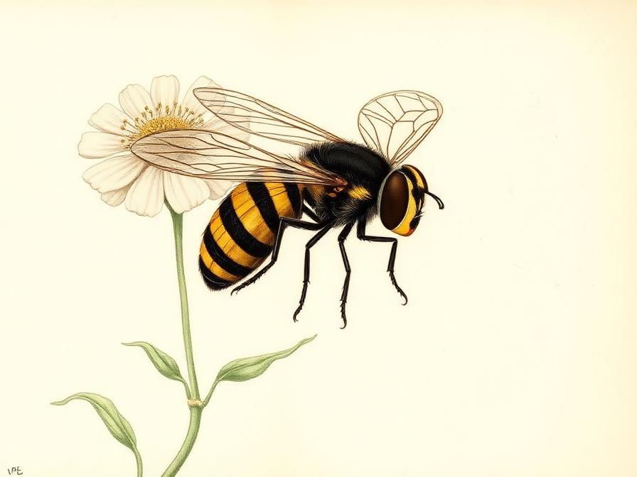 Ilustración de Mosca sírfida para identificarlo en el huerto