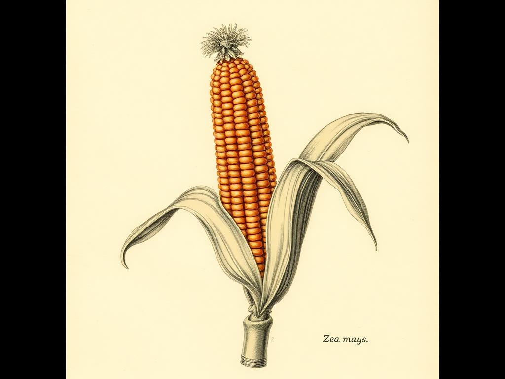 Ilustración botánica de Maíz dulce
