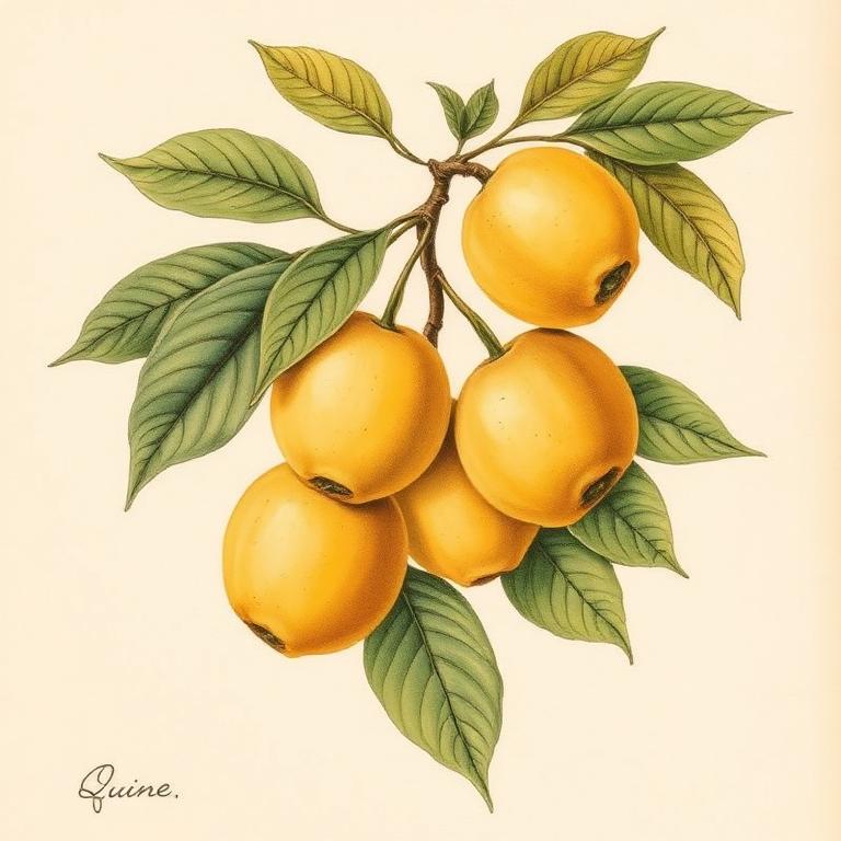 Ilustración botánica de Membrillo
