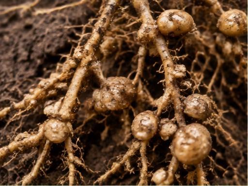 Fotografía real de Nematodos del nudo de la raíz