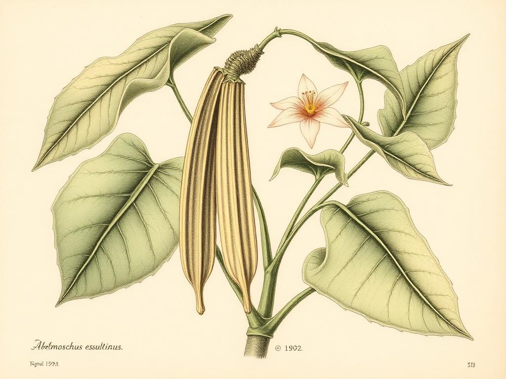 Ilustración botánica de Okra