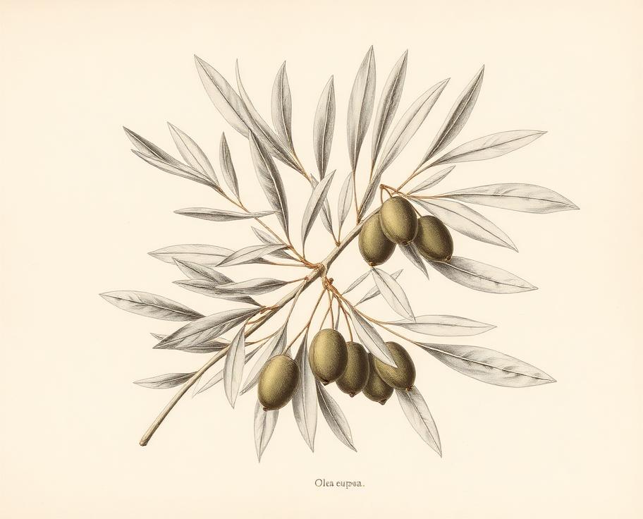 Ilustración botánica de Olivo