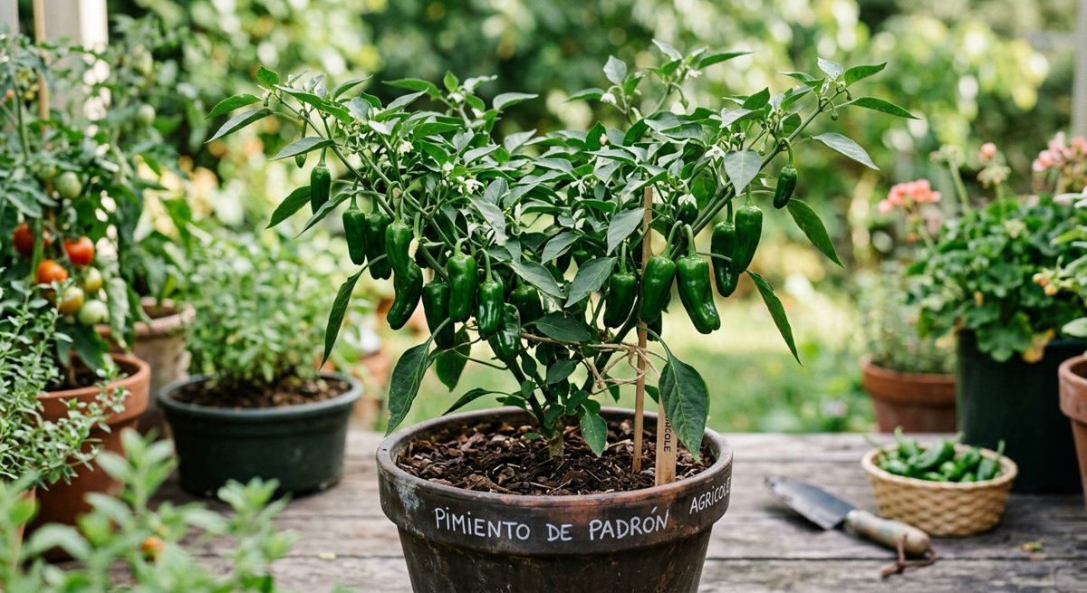 Ilustración botánica de Pimiento de Padrón