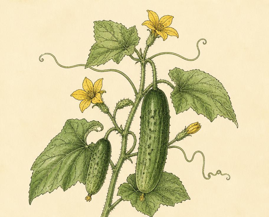 Ilustración botánica de Pepino