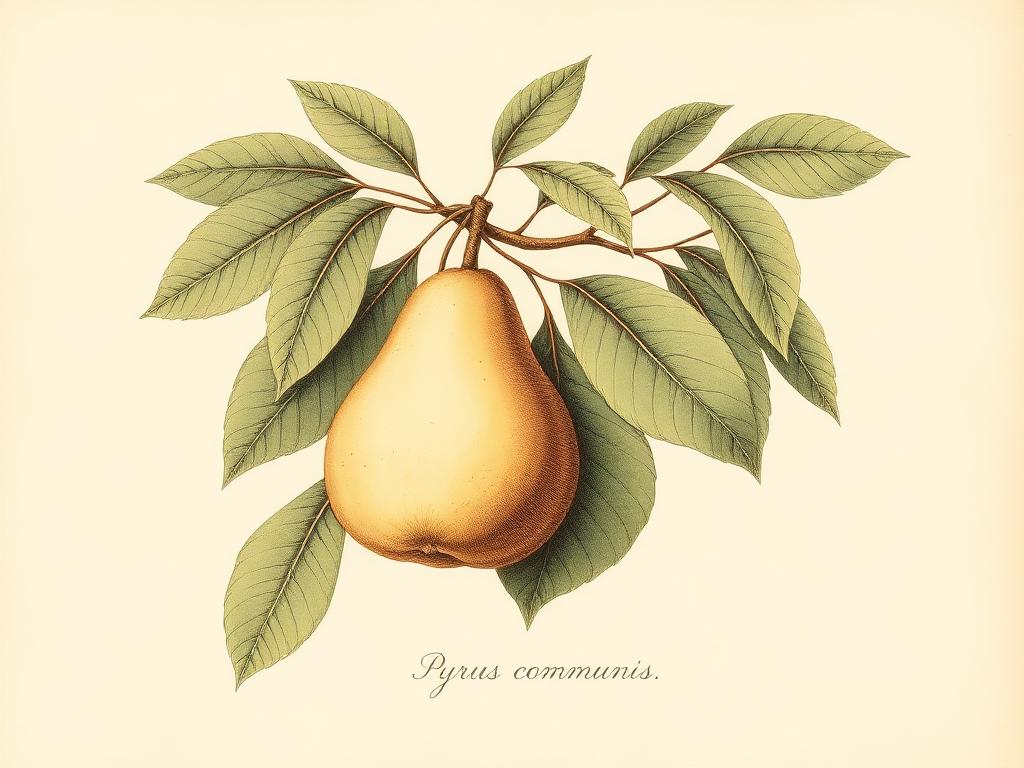 Ilustración botánica de Peral enano