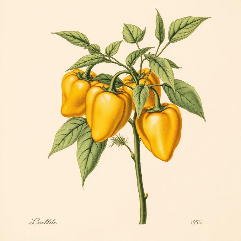 Ilustración botánica de Pimiento amarillo