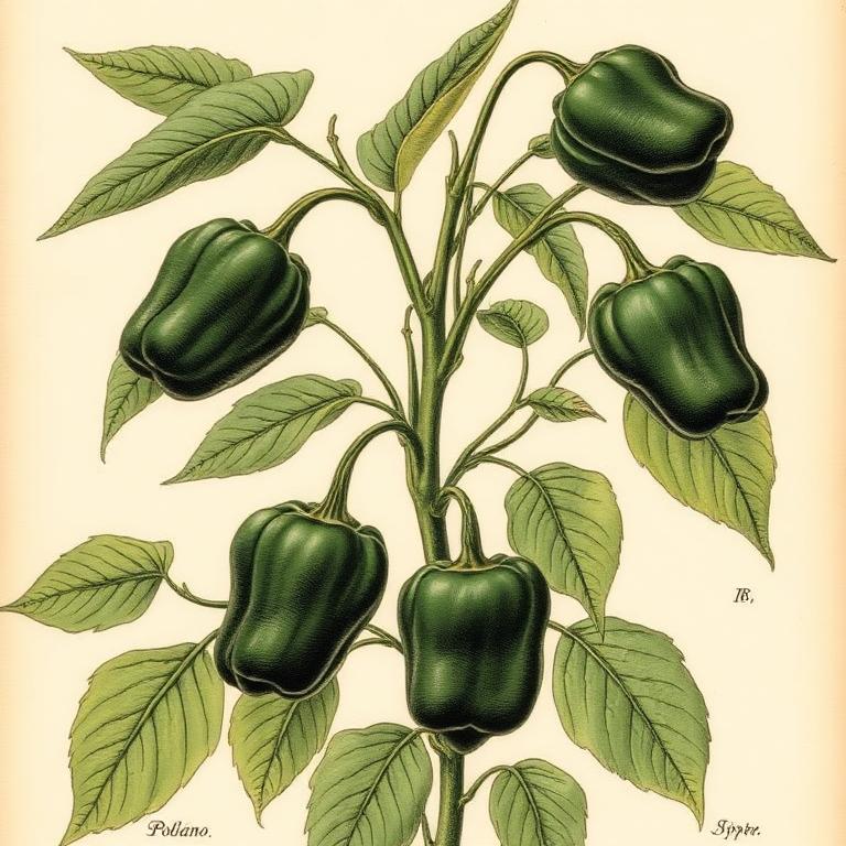 Ilustración botánica de Poblano