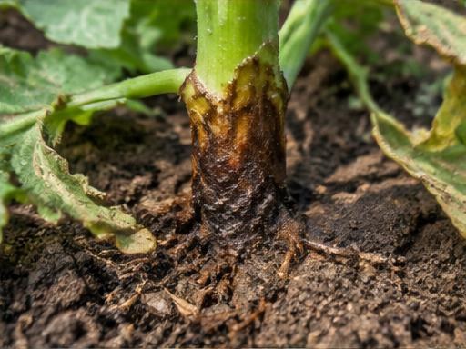 Fotografía real de Pudrición de corona (Phytophthora)