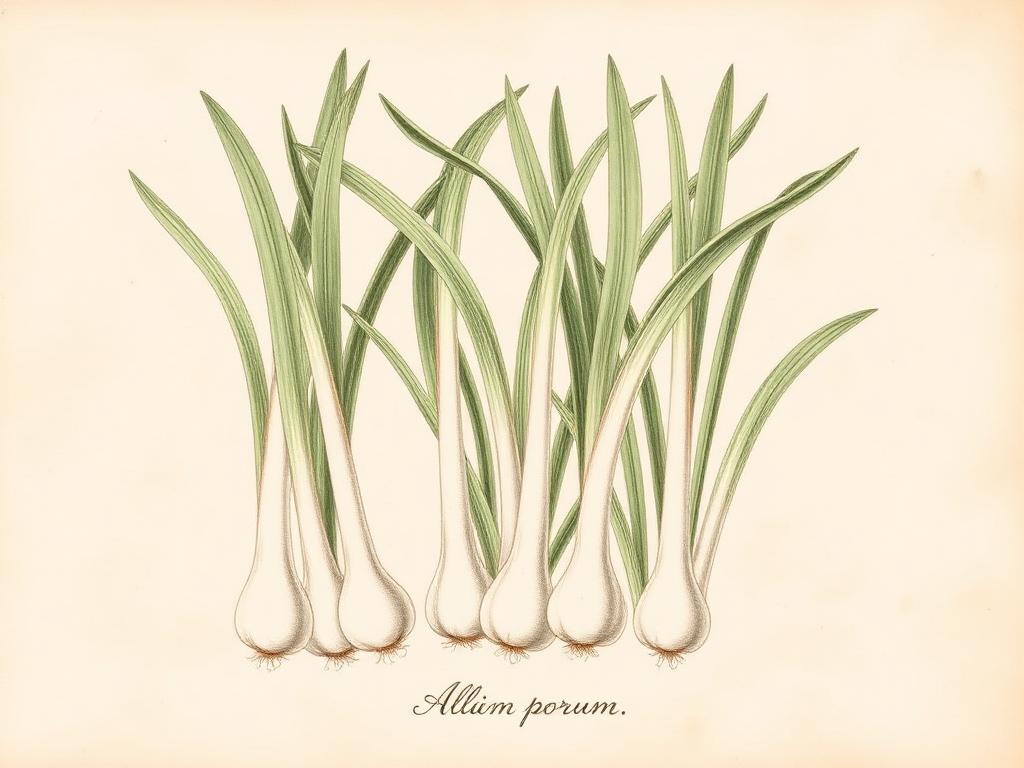 Ilustración botánica de Puerro