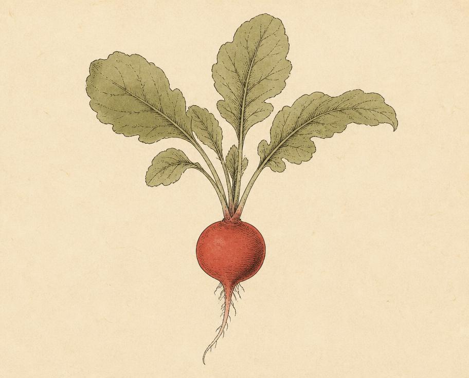 Ilustración botánica de Rabanito