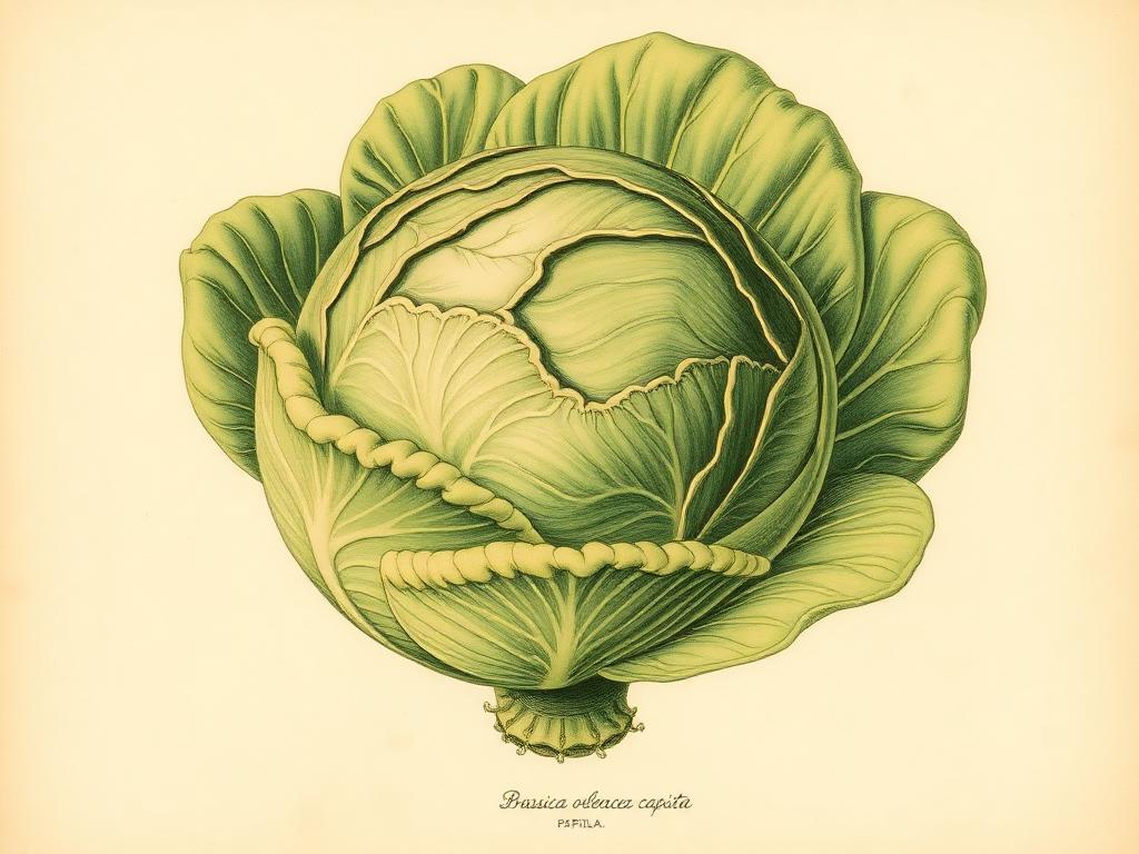 Ilustración botánica de Repollo