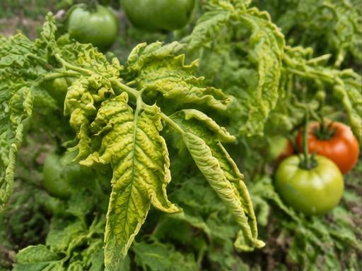 Fotografía real de Rizado amarillo del tomate (virus)