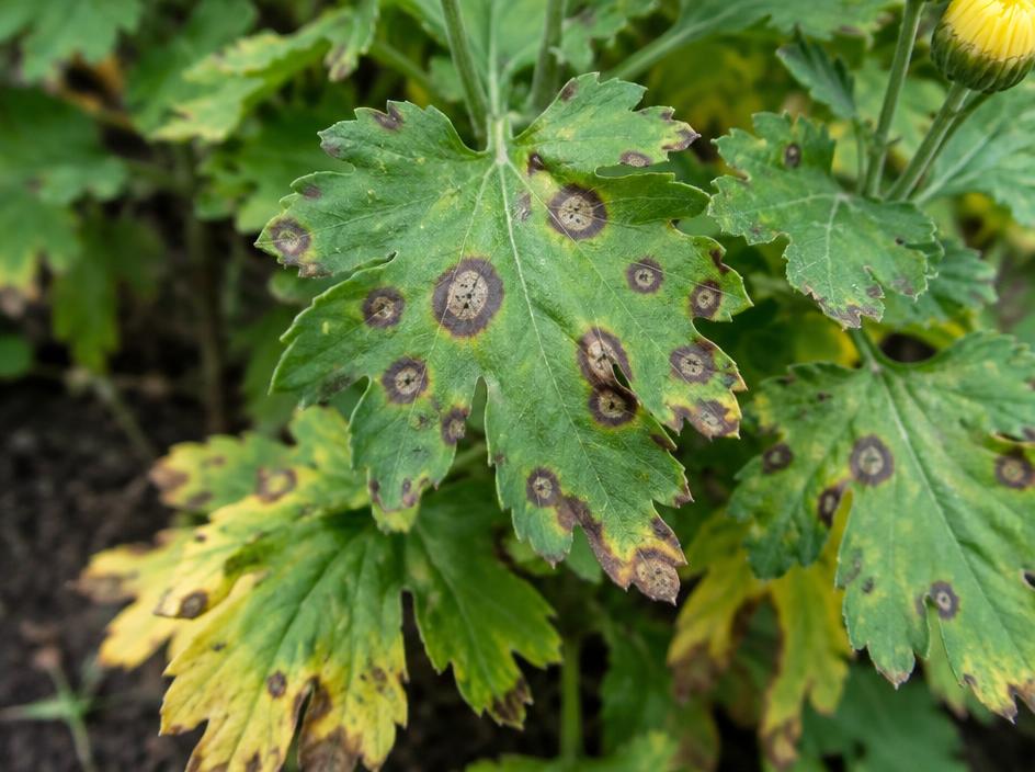 Fotografía real de Septoriosis del crisantemo