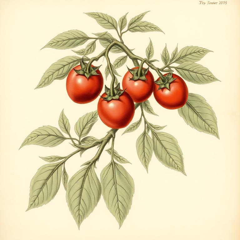 Ilustración botánica de Tamarillo