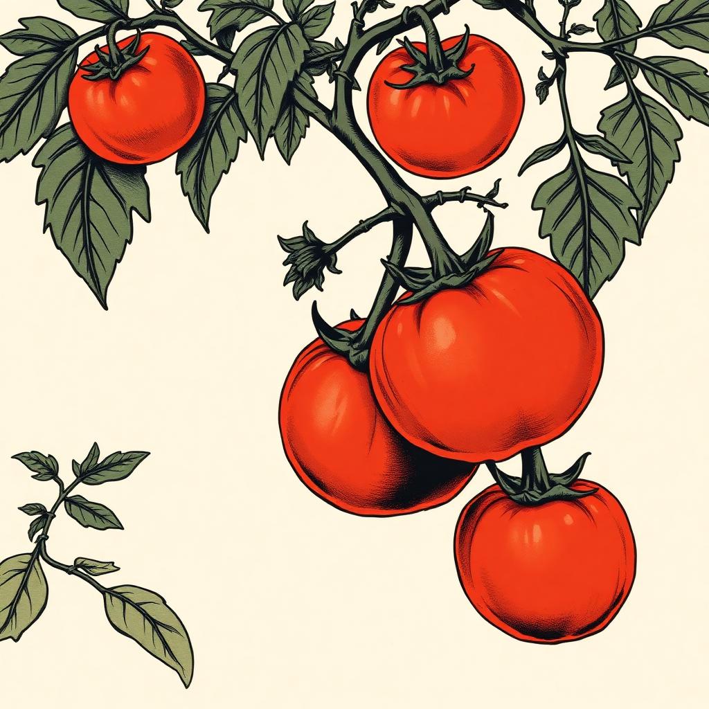 Ilustración botánica de Tomate Beefsteak