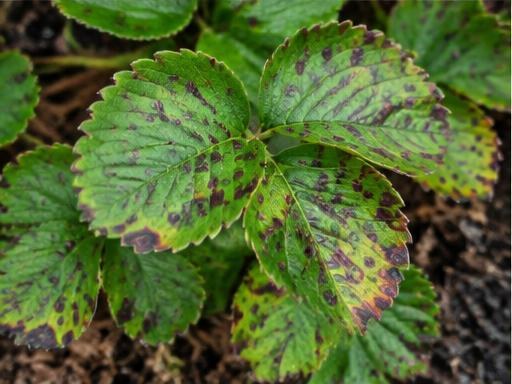 Fotografía real de Viruela de la fresa (Mycosphaerella)