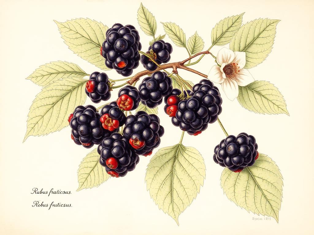 Ilustración botánica de Zarzamora